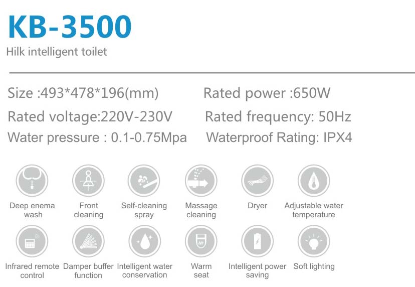 KB3500 Intelligent Toilet Bidet lid cover